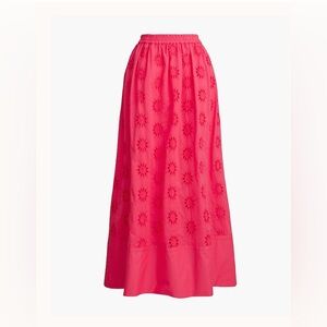 NWT J. Crew Eyelet Midi Skirt Bright Rose Sz XS